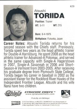 2012 Choice Syracuse Chiefs #29 Atsushi Toriida Back