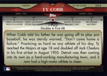 2009 Topps - Legends of the Game #LG4 Ty Cobb Back