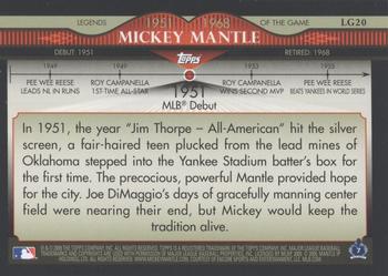 2009 Topps - Legends of the Game #LG20 Mickey Mantle Back
