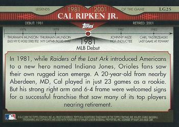 2009 Topps - Legends of the Game #LG25 Cal Ripken Jr. Back