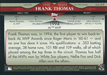 2009 Topps - Legends of the Game #LG-FT Frank Thomas Back