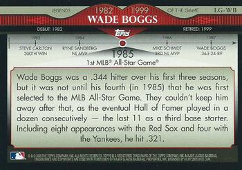 2009 Topps - Legends of the Game #LG-WB Wade Boggs Back