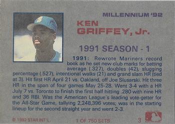 1992 Star Millennium #3 Ken Griffey Jr. Back