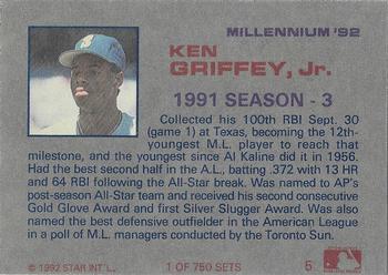 1992 Star Millennium #5 Ken Griffey Jr. Back