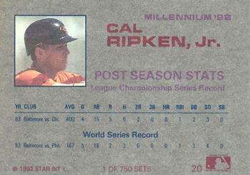 1992 Star Millennium #20 Cal Ripken Jr. Back