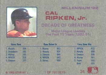 1992 Star Millennium #24 Cal Ripken Jr. Back
