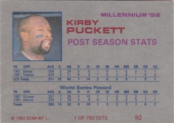 1992 Star Millennium #92 Kirby Puckett Back
