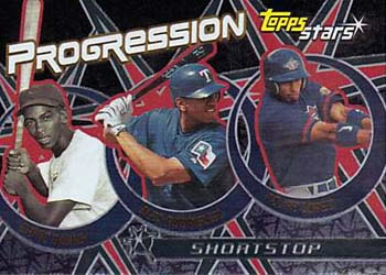 2001 Topps Stars - Progression #P1 Ernie Banks / Alex Rodriguez / Felipe Lopez Front
