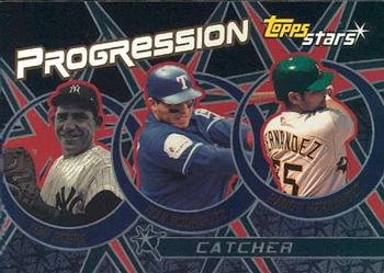 2001 Topps Stars - Progression #P2 Yogi Berra / Ivan Rodriguez / Ramon Hernandez Front