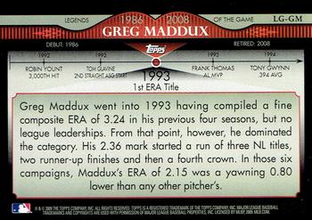 2009 Topps - Legends of the Game Gold #LG-GM Greg Maddux Back