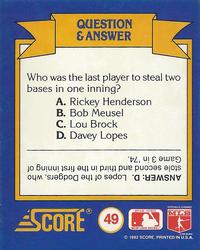 1991 Score Rookie & Traded - Magic Motion: World Series Trivia II #49 Q & A Card 49 Back