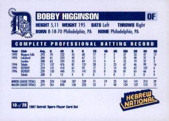 1997 Hebrew National Detroit Tigers #10 Bobby Higginson Back