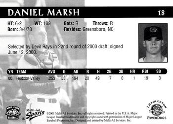 2001 Multi-Ad Charleston RiverDogs #15 Daniel Marsh Back