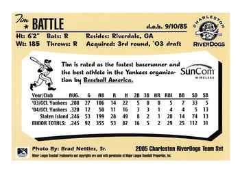 2005 Charleston RiverDogs #NNO Tim Battle Back