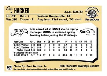 2005 Charleston RiverDogs #NNO Eric Hacker Back
