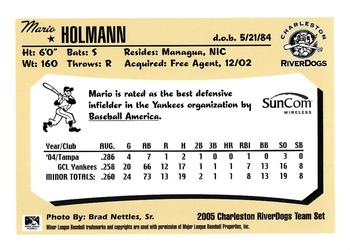 2005 Charleston RiverDogs #NNO Mario Holmann Back