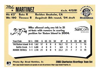 2005 Charleston RiverDogs #NNO Mike Martinez Back