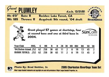 2005 Charleston RiverDogs #NNO Grant Plumley Back