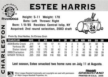 2006 Grandstand Charleston RiverDogs #NNO Estee Harris Back