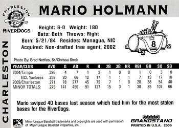 2006 Grandstand Charleston RiverDogs #NNO Mario Holmann Back