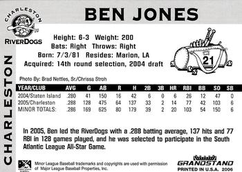 2006 Grandstand Charleston RiverDogs #NNO Ben Jones Back