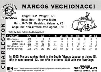 2006 Grandstand Charleston RiverDogs #NNO Marcos Vechionacci Back
