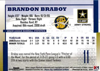 2009 Grandstand Charleston RiverDogs #NNO Brandon Braboy Back