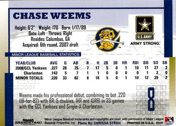 2009 Grandstand Charleston RiverDogs #NNO Chase Weems Back