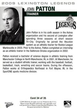 2009 MultiAd Lexington Legends #34 John Patton Back