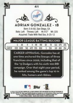 2014 Topps Museum Collection - Copper #41 Adrian Gonzalez Back