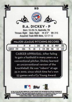 2014 Topps Museum Collection - Green #93 R.A. Dickey Back