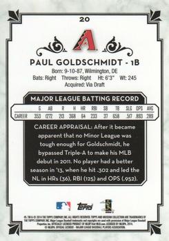 2014 Topps Museum Collection - Blue #20 Paul Goldschmidt Back