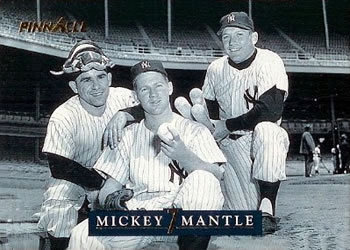 1992 Pinnacle Mickey Mantle #25 Whitey & Yogi Front