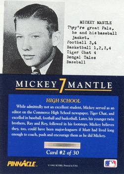 1992 Pinnacle Mickey Mantle #2 High School Back