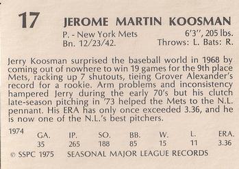 1975 SSPC 42 #17 Jerry Koosman Back