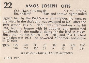 1975 SSPC 42 #22 Amos Otis Back