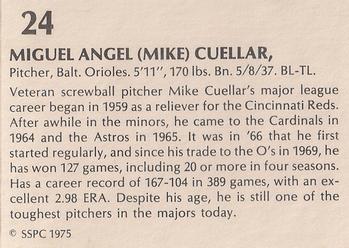 1975 SSPC 42 #24 Mike Cuellar Back