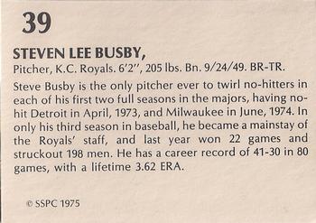 1975 SSPC 42 #39 Steve Busby Back