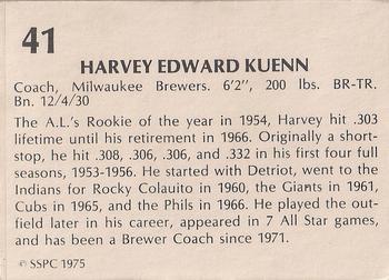 1975 SSPC 42 #41 Harvey Kuenn Back