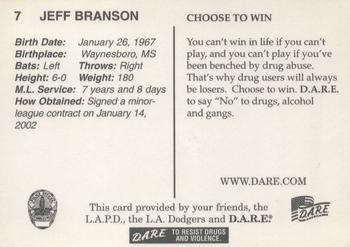 2002 Los Angeles Dodgers Police #4 Jeff Branson Back