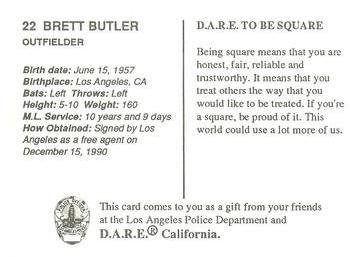 1992 Los Angeles Dodgers Police #NNO Brett Butler Back