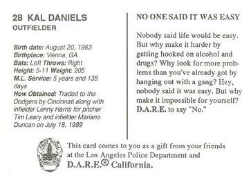 1992 Los Angeles Dodgers Police #NNO Kal Daniels Back