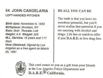 1992 Los Angeles Dodgers Police #NNO John Candelaria Back