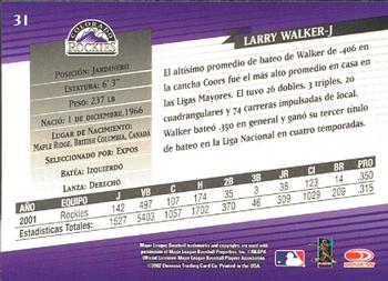 2002 Donruss Super Estrellas #31 Larry Walker Back