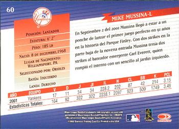 2002 Donruss Super Estrellas #60 Mike Mussina Back