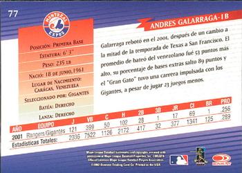 2002 Donruss Super Estrellas #77 Andres Galarraga Back
