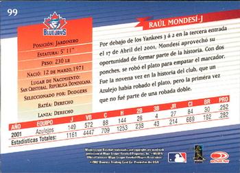 2002 Donruss Super Estrellas #99 Raul Mondesi Back