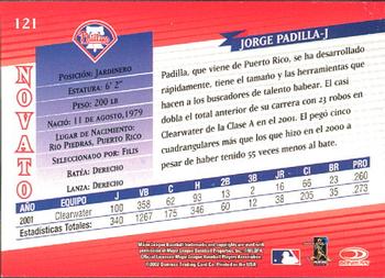 2002 Donruss Super Estrellas #121 Jorge Padilla Back
