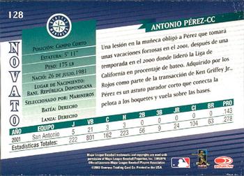 2002 Donruss Super Estrellas #128 Antonio Perez Back