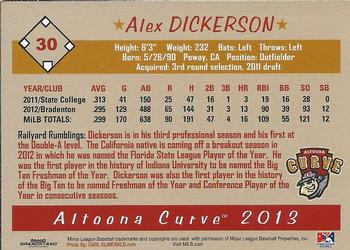 2013 Grandstand Altoona Curve #NNO Alex Dickerson Back